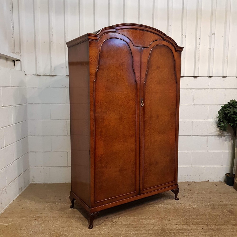 ANTIQUE ART DECO BURR WALNUT DOUBLE WARDROBE C1920 View IV