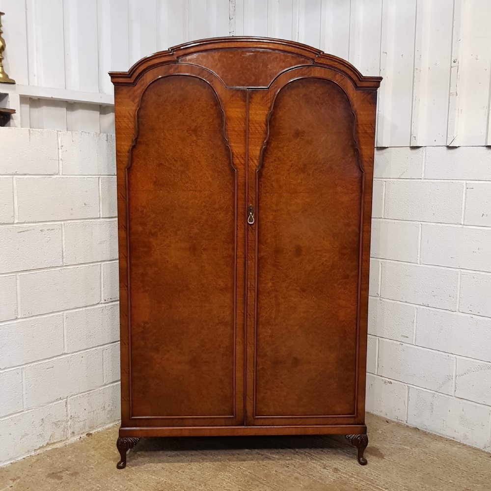 ANTIQUE ART DECO BURR WALNUT DOUBLE WARDROBE C1920 View V