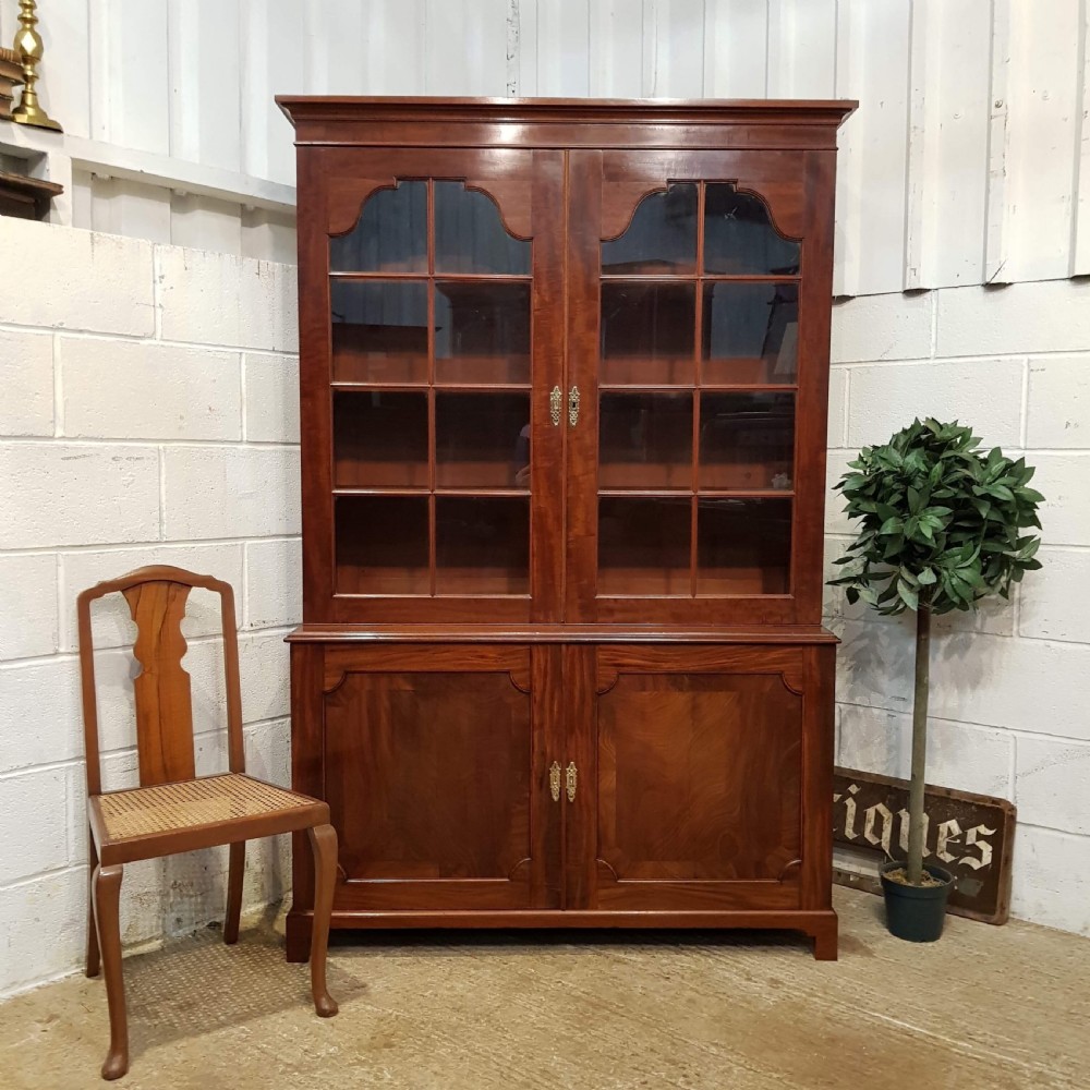 ANTIQUE REGENCY MAHOGANY GLAZED LIBRARY BOOKCASE C1820