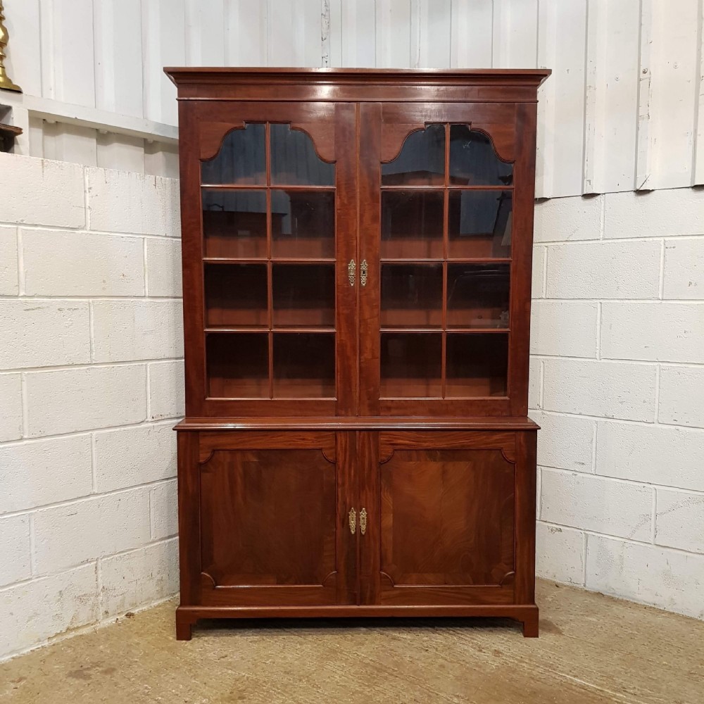 ANTIQUE REGENCY MAHOGANY GLAZED LIBRARY BOOKCASE C1820 View V