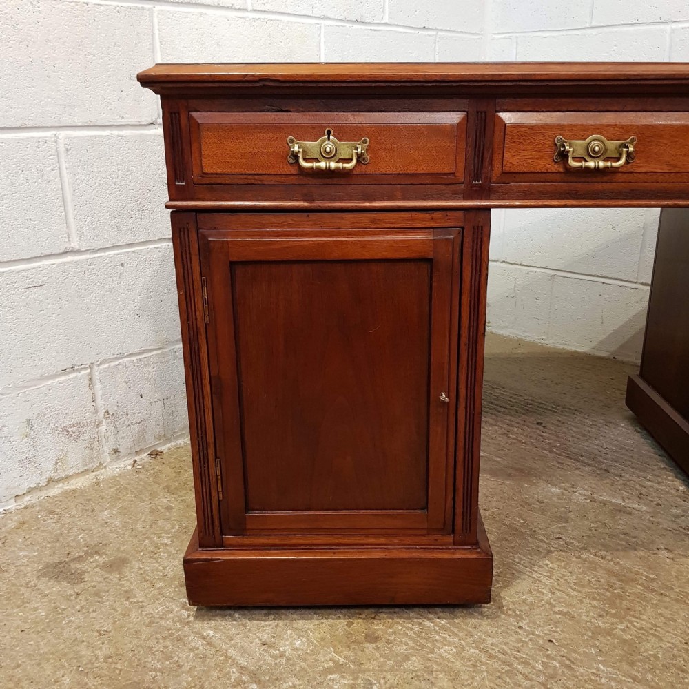ANTIQUE LATE VICTORIAN MAHOGANY TWIN PEDESTAL DESK C1890  View VII