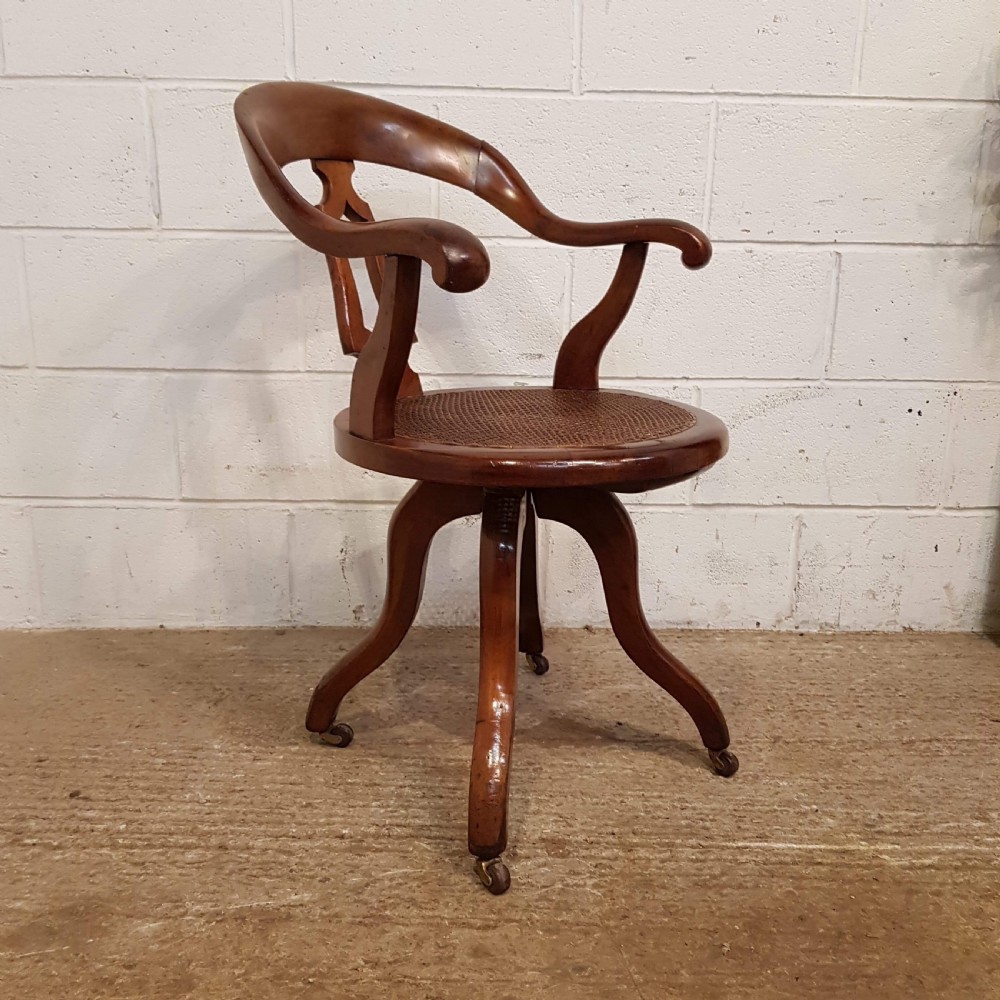 ANTIQUE LATE VICTORIAN WALNUT SWIVEL DESK CHAIR C1890