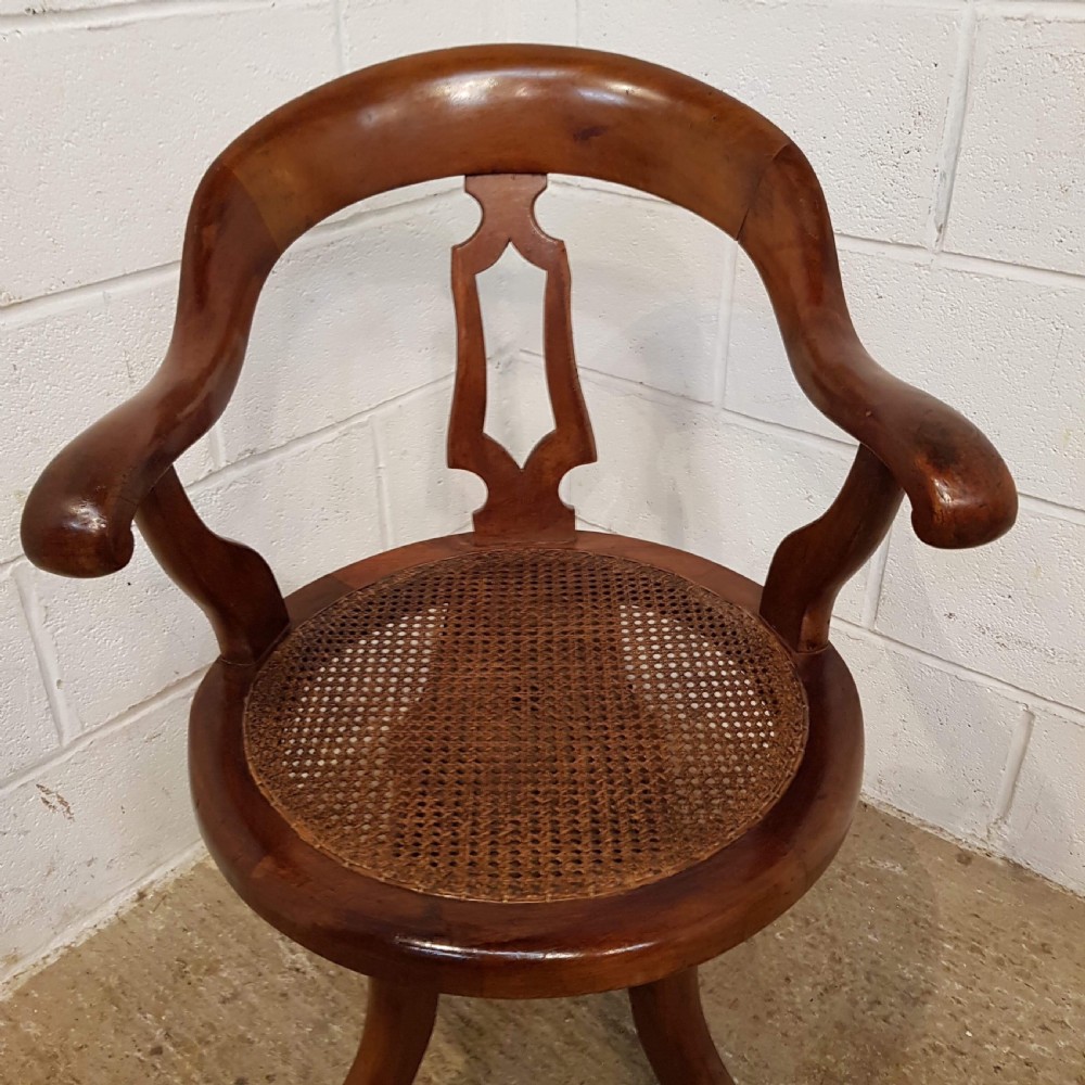 ANTIQUE LATE VICTORIAN WALNUT SWIVEL DESK CHAIR C1890 View II