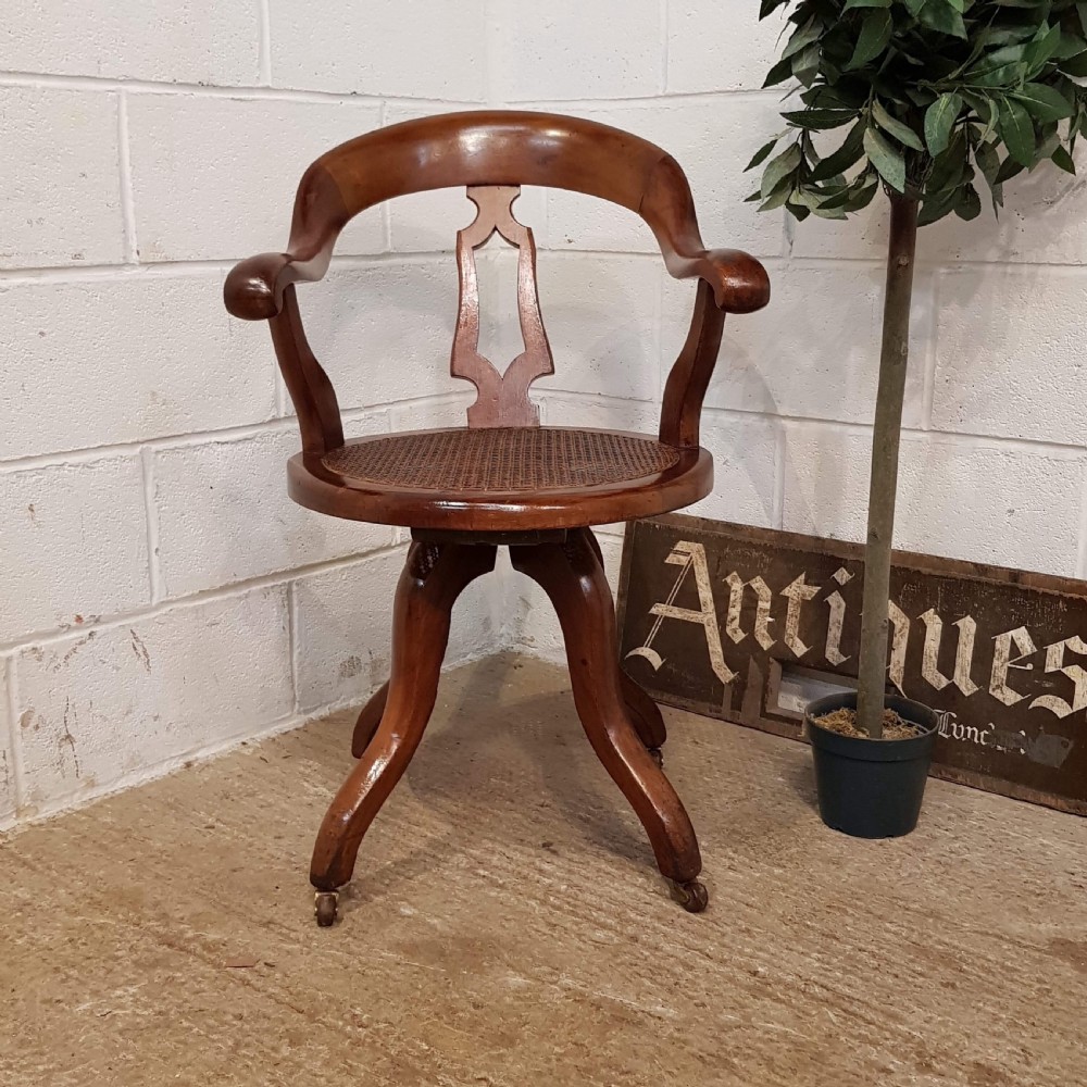ANTIQUE LATE VICTORIAN WALNUT SWIVEL DESK CHAIR C1890 View IV