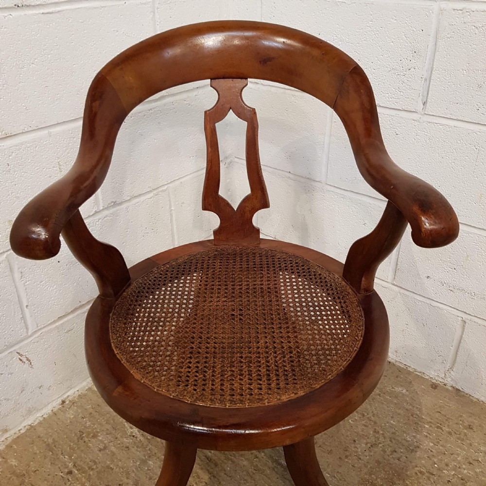 ANTIQUE LATE VICTORIAN WALNUT SWIVEL DESK CHAIR C1890 View V