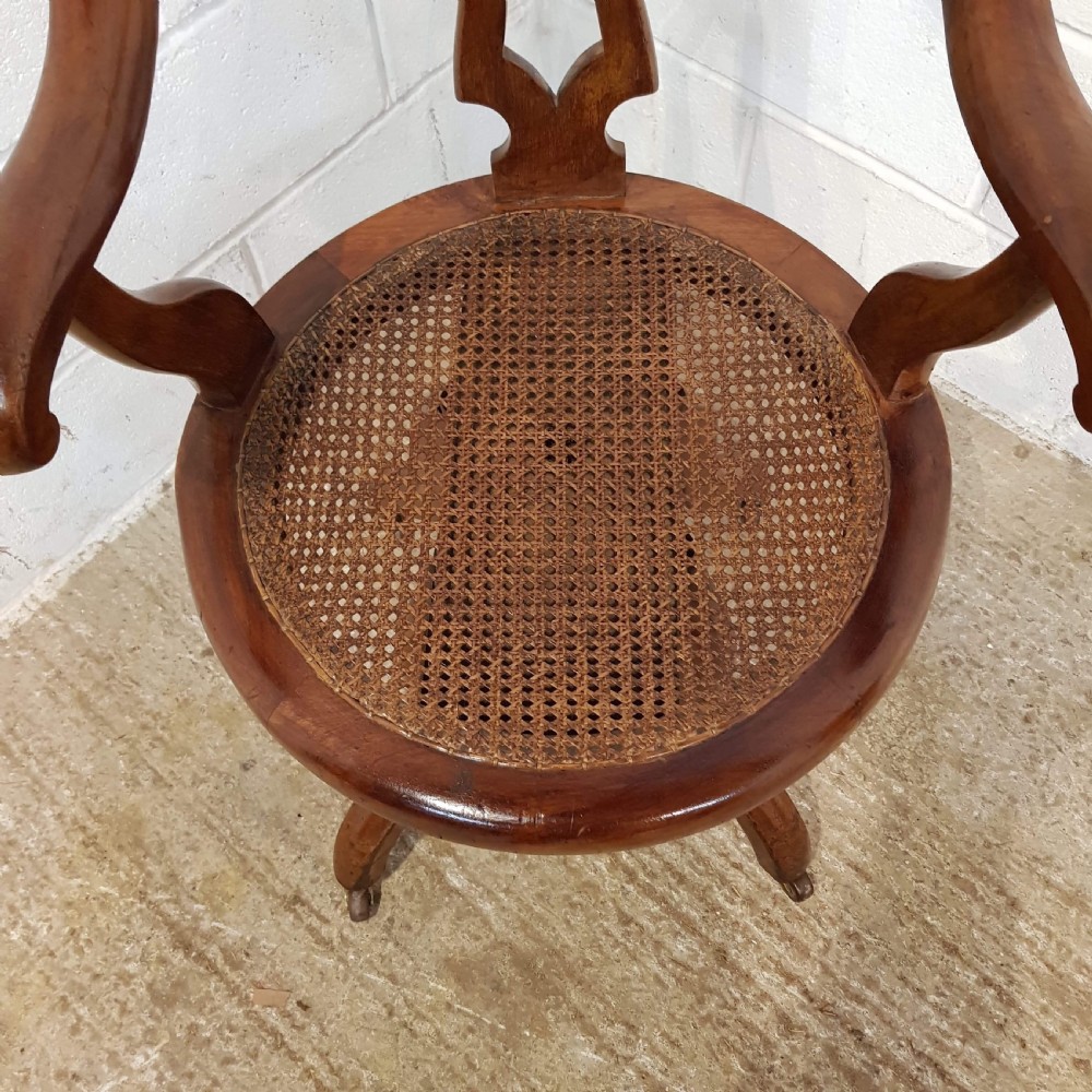ANTIQUE LATE VICTORIAN WALNUT SWIVEL DESK CHAIR C1890 View VI