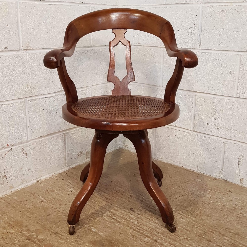 ANTIQUE LATE VICTORIAN WALNUT SWIVEL DESK CHAIR C1890 View VII