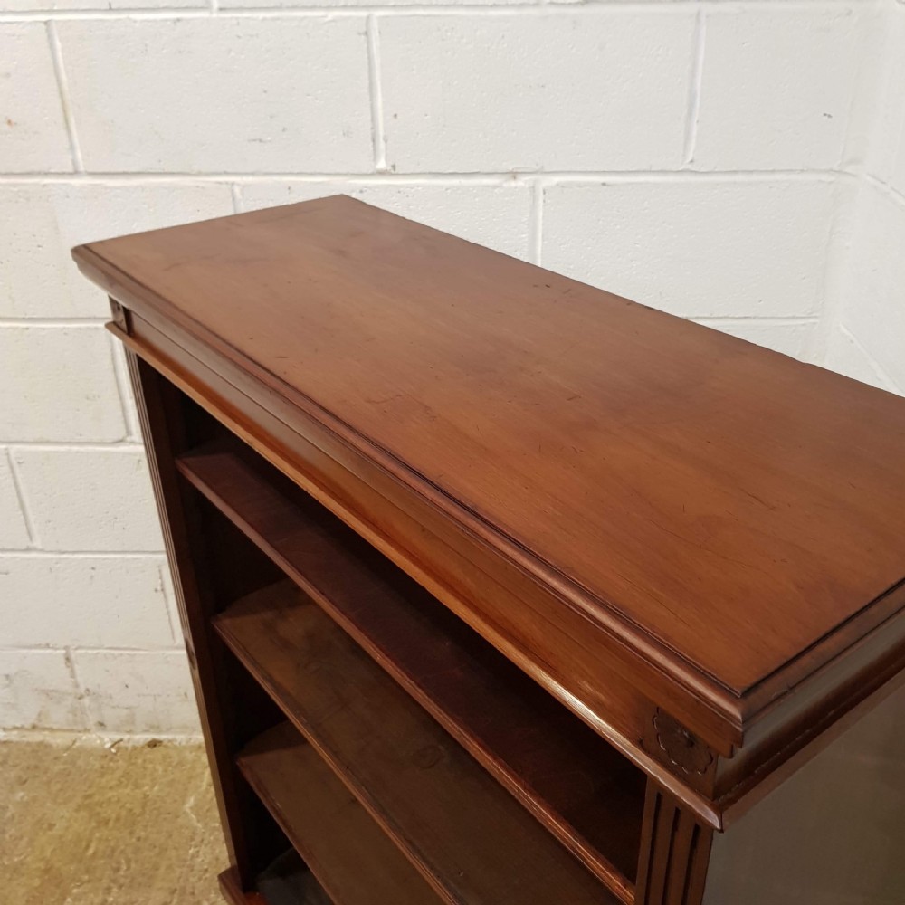 ANTIQUE LATE VICTORIAN MAHOGANY OPEN BOOKCASE C1890  View II