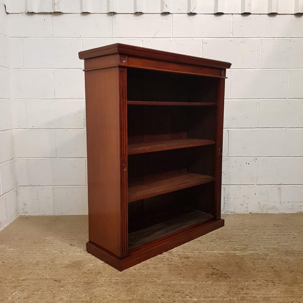 ANTIQUE LATE VICTORIAN MAHOGANY OPEN BOOKCASE C1890  View III