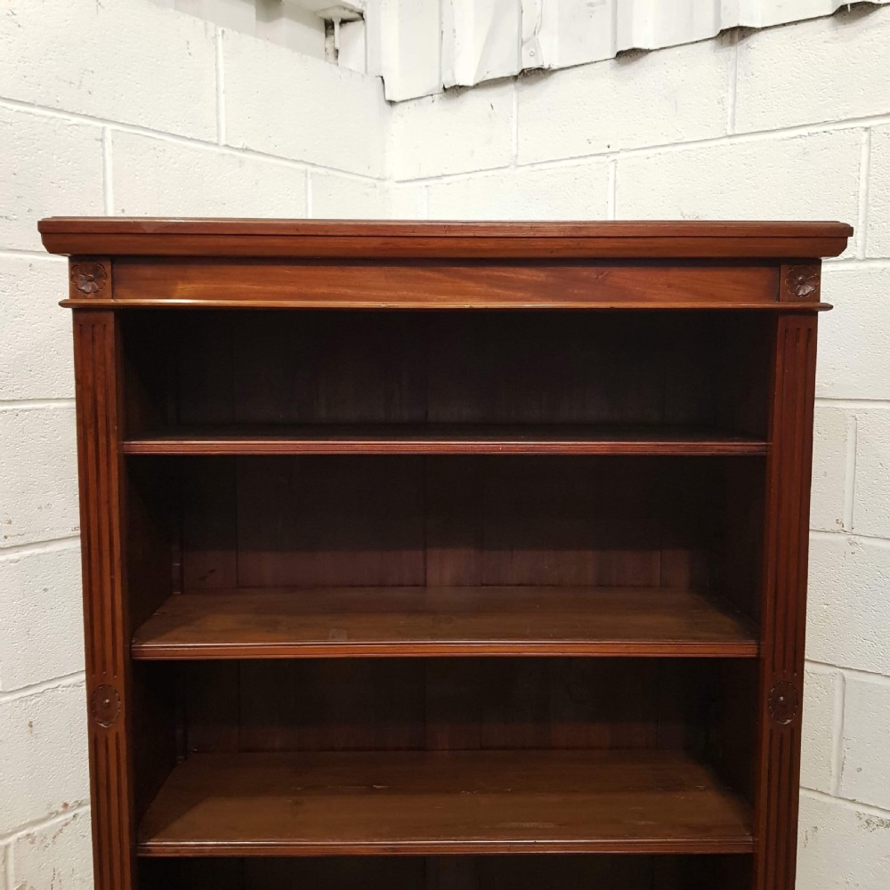 ANTIQUE LATE VICTORIAN MAHOGANY OPEN BOOKCASE C1890  View IV