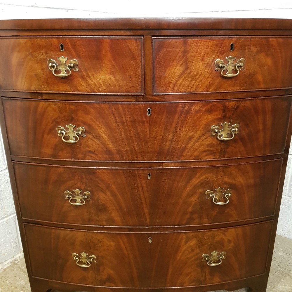ANTIQUE REGENCY MAHOGANY BOW FRONT CHEST OF DRAWERS C1820 View IV