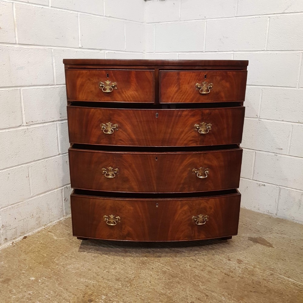 ANTIQUE REGENCY MAHOGANY BOW FRONT CHEST OF DRAWERS C1820 View V