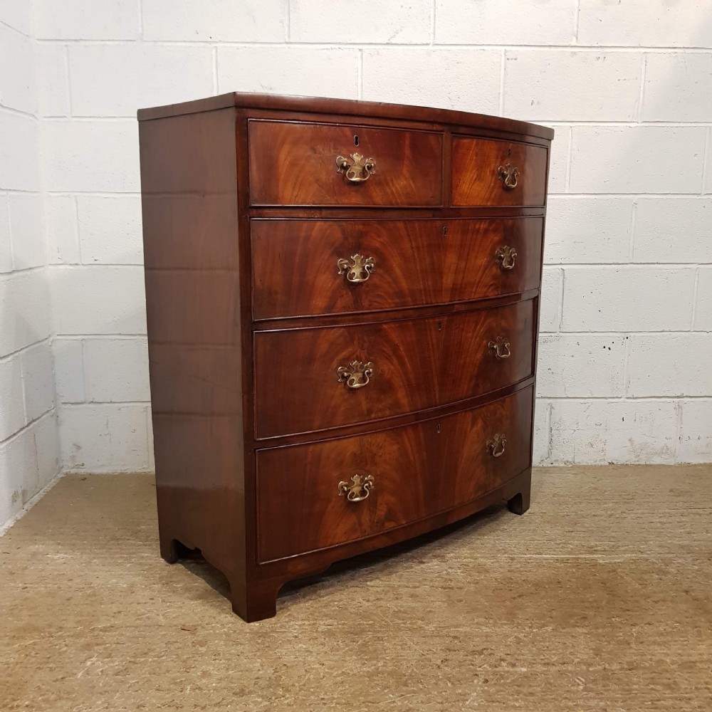 ANTIQUE REGENCY MAHOGANY BOW FRONT CHEST OF DRAWERS C1820 View VI