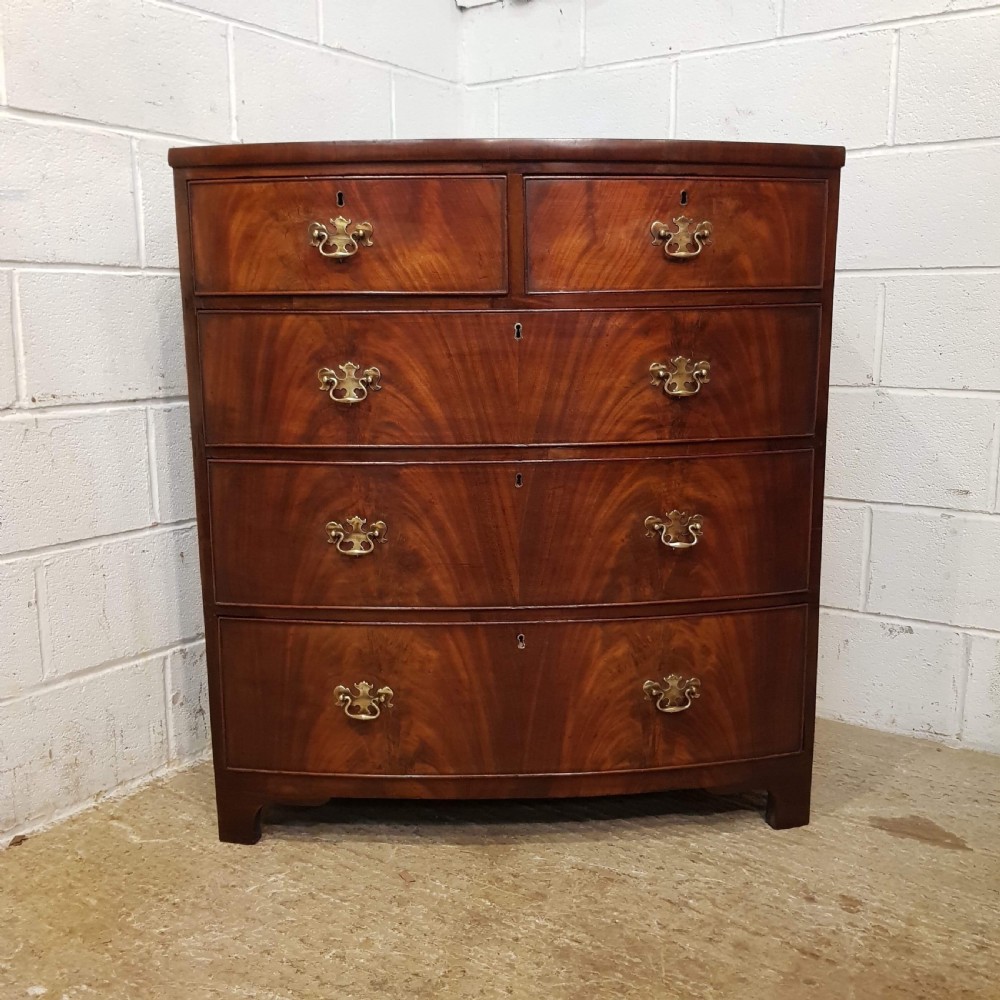 ANTIQUE REGENCY MAHOGANY BOW FRONT CHEST OF DRAWERS C1820 View VII