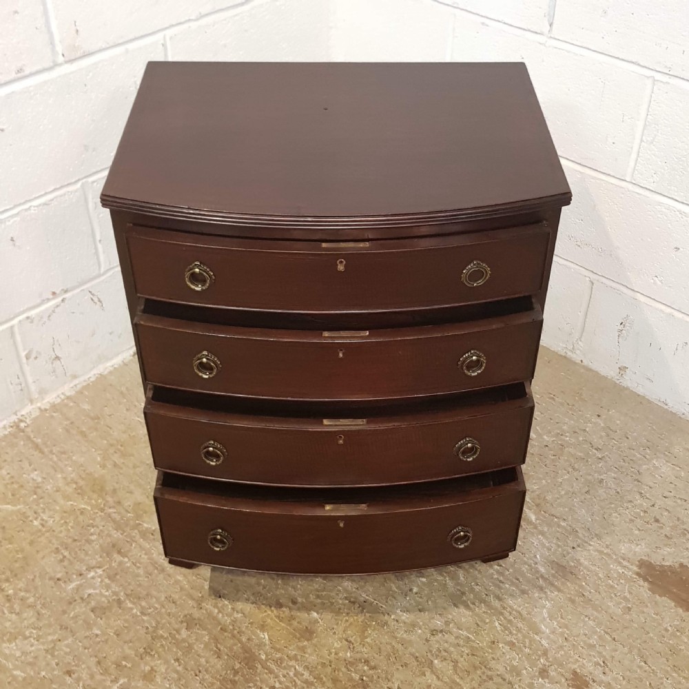 ANTIQUE EDWARDIAN MAHOGANY SMALL BOW FRONT CHEST OF DRAWERS C1900 View III
