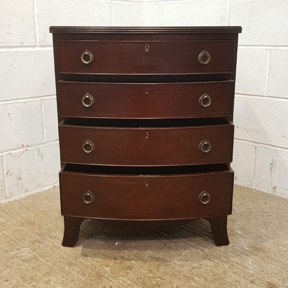 ANTIQUE EDWARDIAN MAHOGANY SMALL BOW FRONT CHEST OF DRAWERS C1900 View V