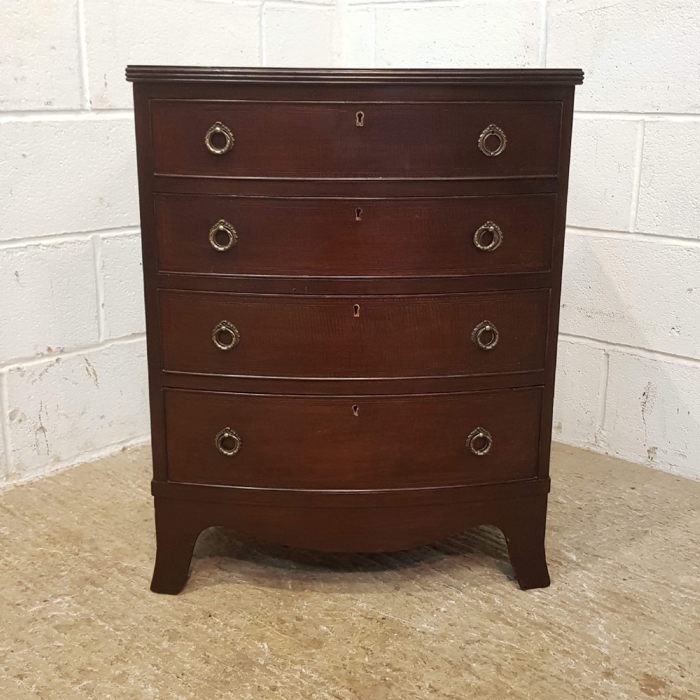 ANTIQUE EDWARDIAN MAHOGANY SMALL BOW FRONT CHEST OF DRAWERS C1900 View VI