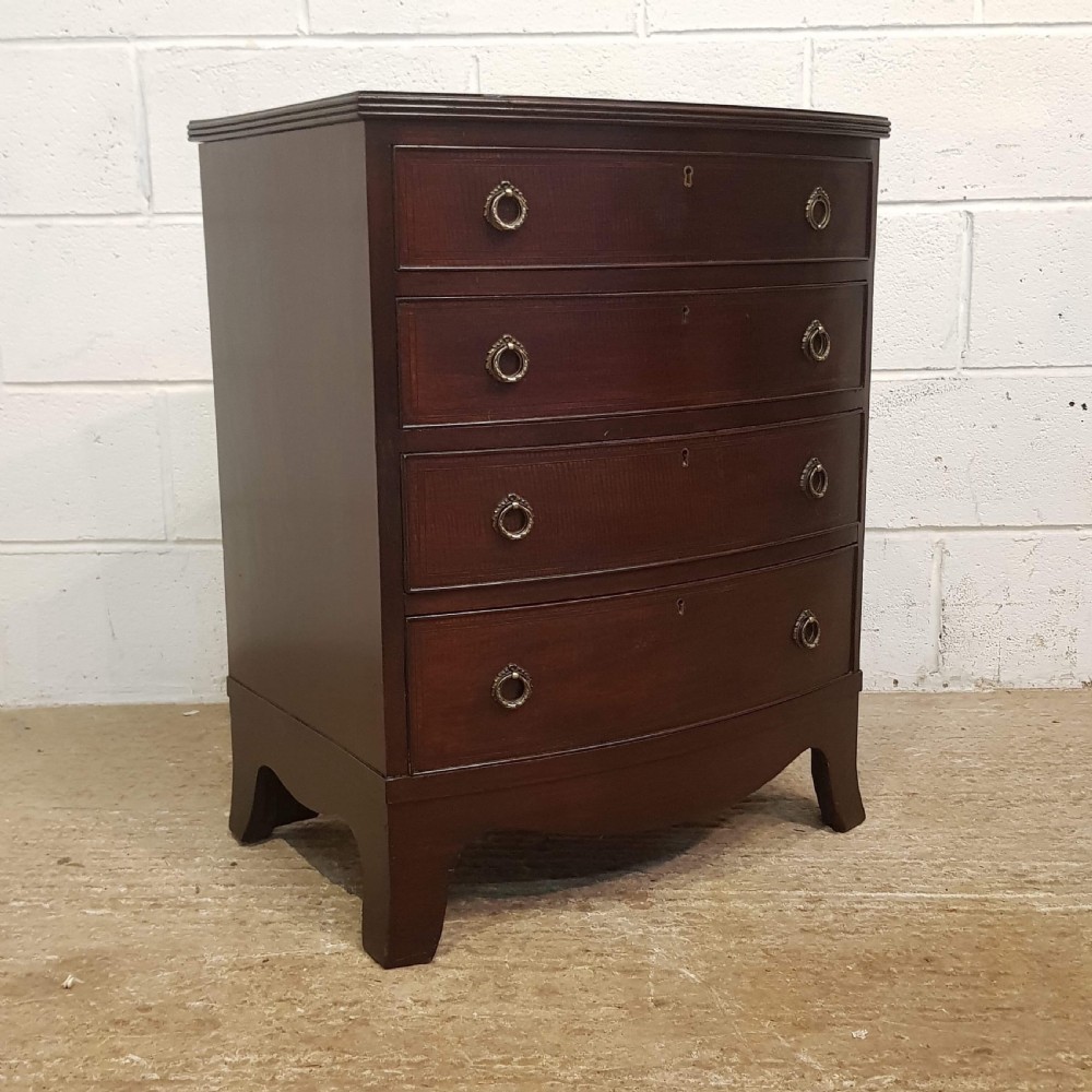 ANTIQUE EDWARDIAN MAHOGANY SMALL BOW FRONT CHEST OF DRAWERS C1900 View VII
