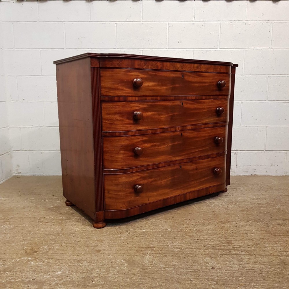 ANTIQUE WILLIAM 1V BOW FRONT MAHOGANY CHEST OF DRAWERS C1830 View III