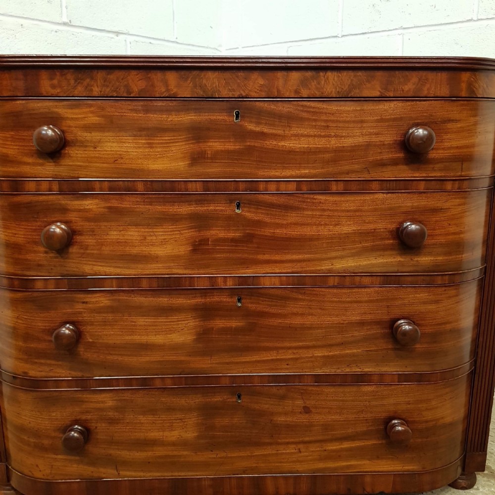 ANTIQUE WILLIAM 1V BOW FRONT MAHOGANY CHEST OF DRAWERS C1830 View V