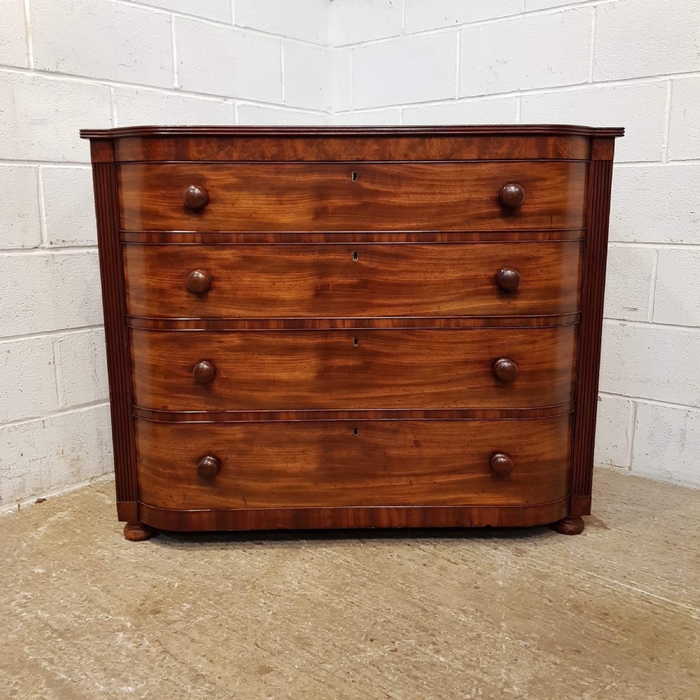 ANTIQUE WILLIAM 1V BOW FRONT MAHOGANY CHEST OF DRAWERS C1830 View VI