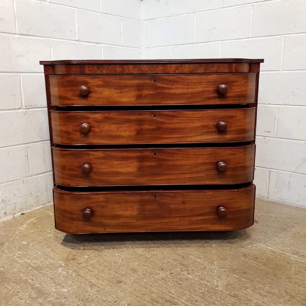 ANTIQUE WILLIAM 1V BOW FRONT MAHOGANY CHEST OF DRAWERS C1830 View VII