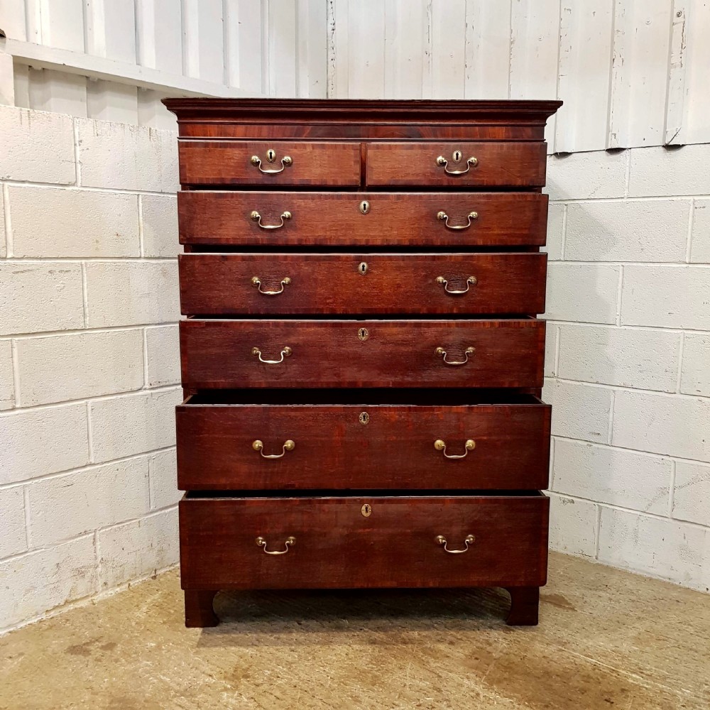 ANTIQUE 18TH CENTURY PERIOD OAK & MAHOGANY CHEST ON CHEST C1780 View III