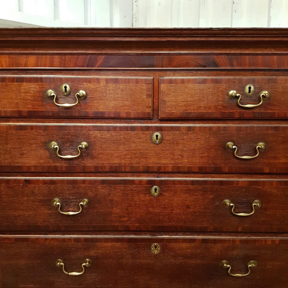 ANTIQUE 18TH CENTURY PERIOD OAK & MAHOGANY CHEST ON CHEST C1780 View IV