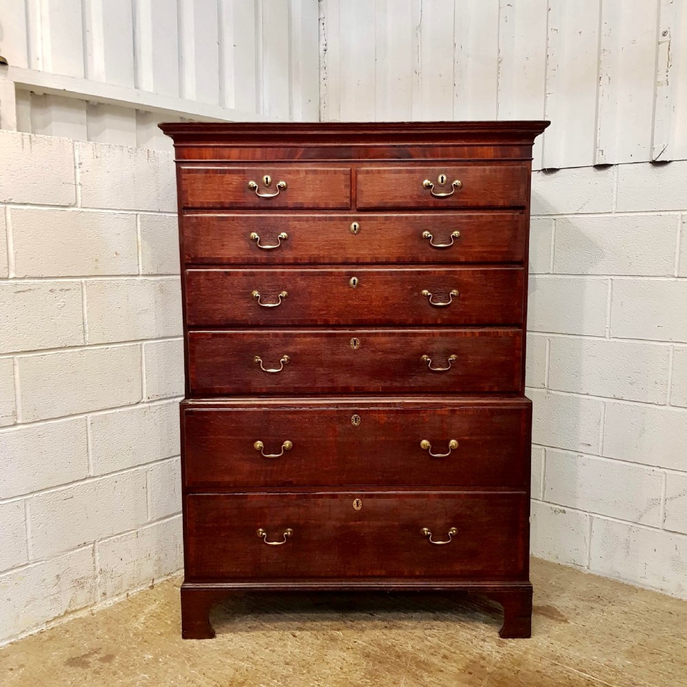 ANTIQUE 18TH CENTURY PERIOD OAK & MAHOGANY CHEST ON CHEST C1780 View V