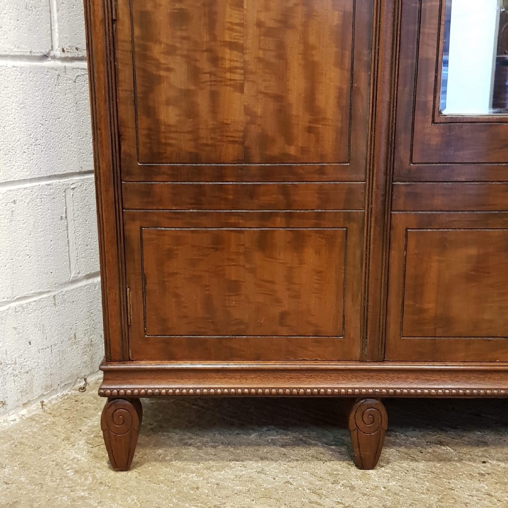ANTIQUE EDWARDIAN MAHOGANY INLAID SMALL TRIPLE WARDROBE BY MAPLES & CO. View VII