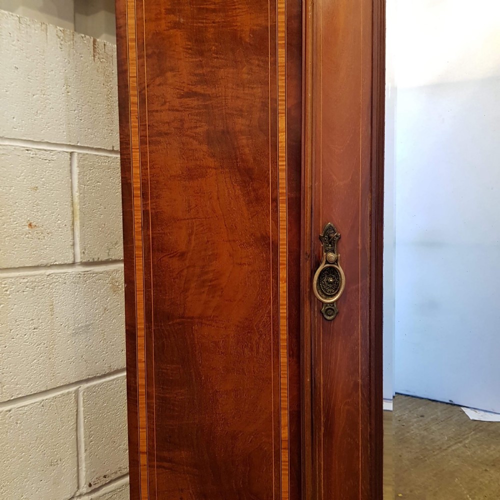 ANTIQUE EDWARDIAN REGENCY INLAID MAHOGANY SINGLE WARDROBE C1900 View III