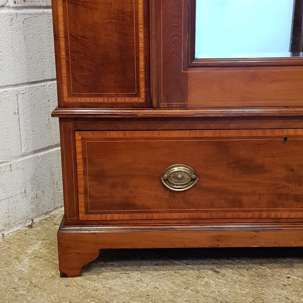 ANTIQUE EDWARDIAN REGENCY INLAID MAHOGANY SINGLE WARDROBE C1900 View VI
