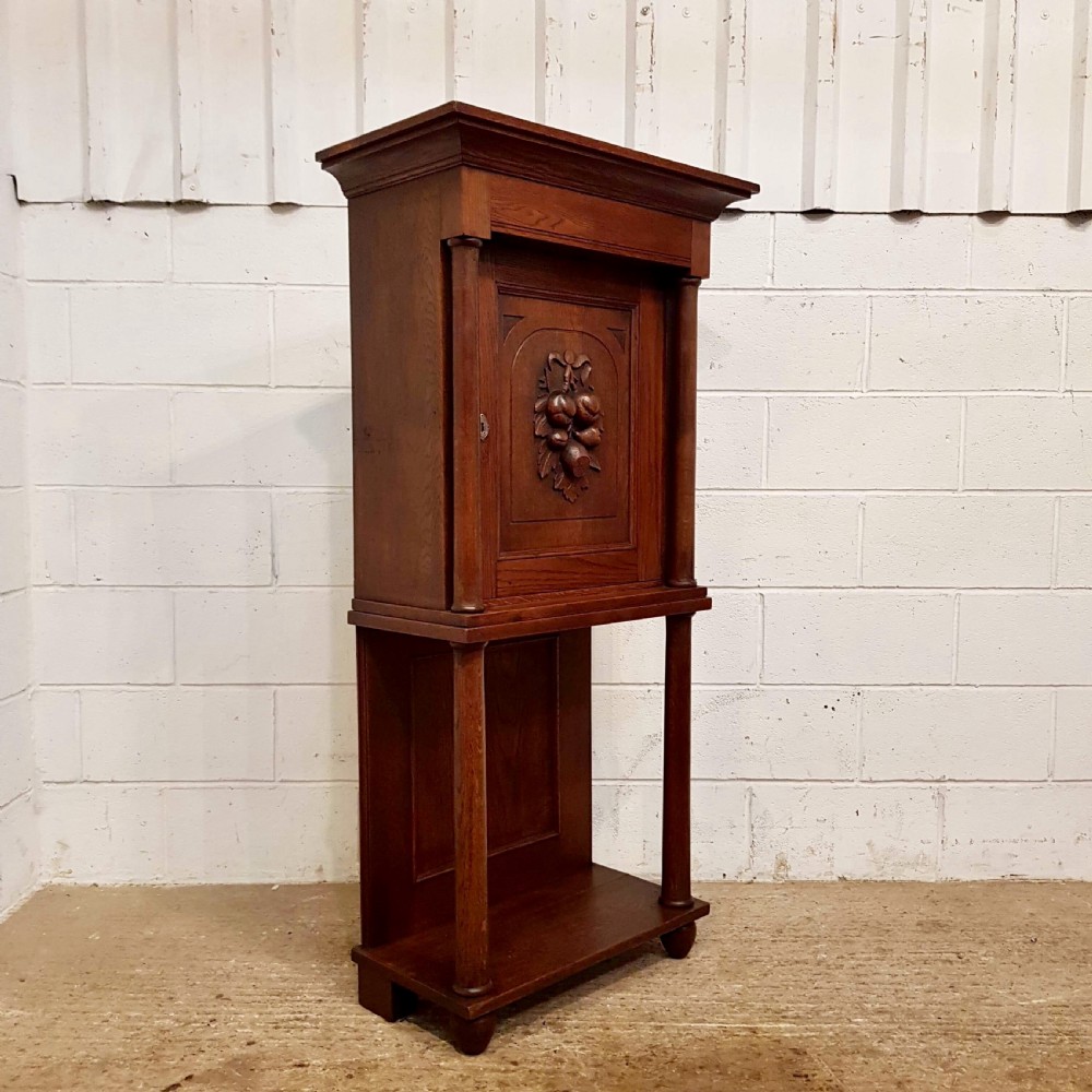ANTIQUE FLEMISH OAK CUPBOARD ON STAND C1900 View V