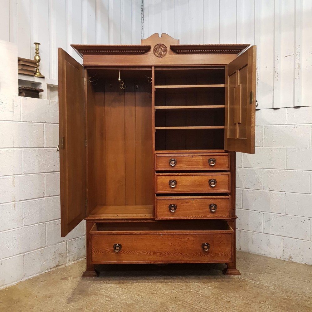 ANTIQUE ARTS & CRAFTS OAK COMBINATION WARDROBE C1890 View VI