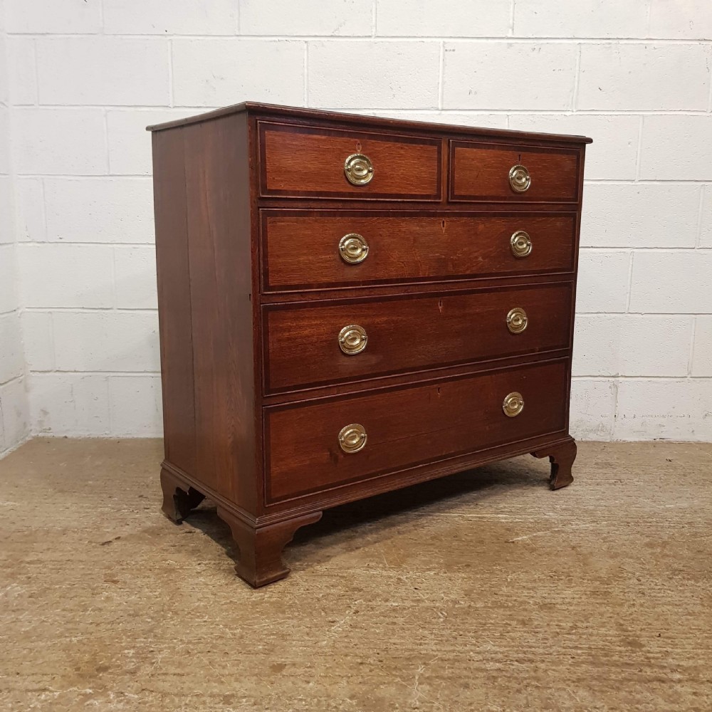 ANTIQUE 18TH CENTURY PERIOD OAK & MAHOGANY CHEST OF DRAWERS C1780 View III