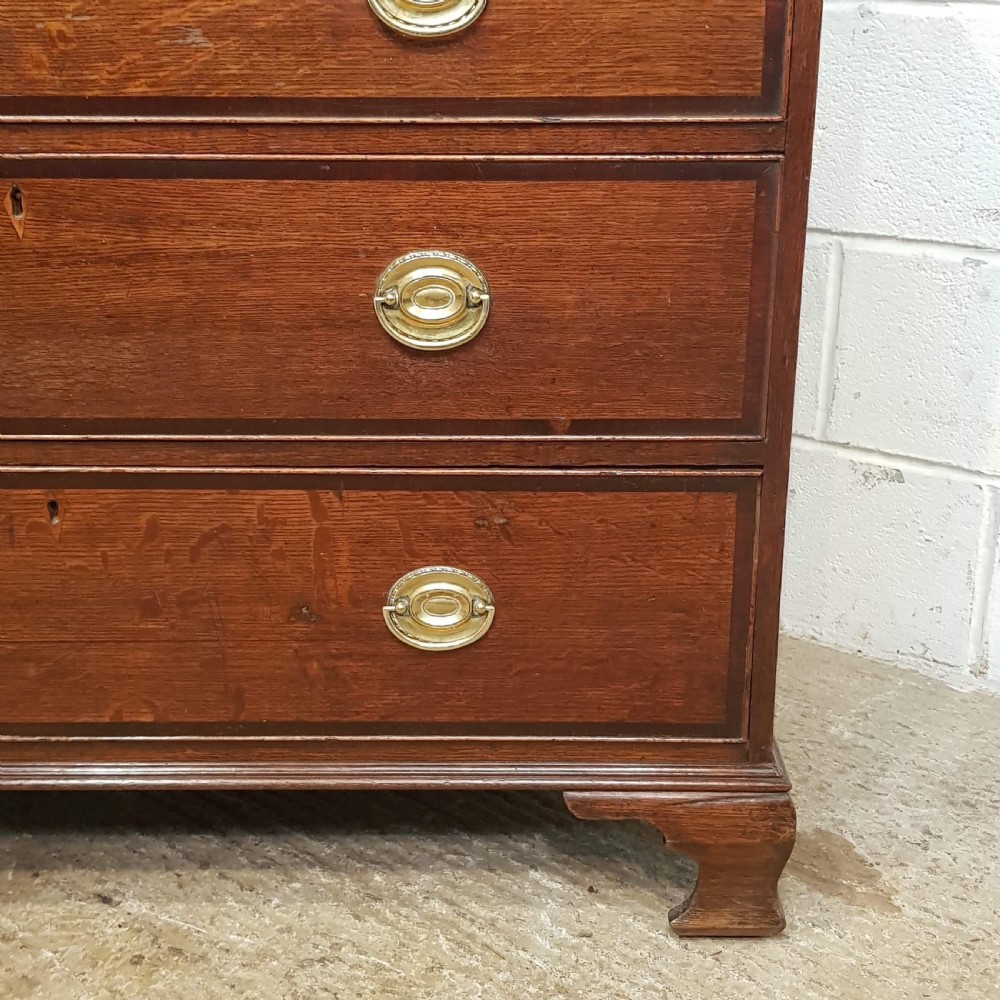 ANTIQUE 18TH CENTURY PERIOD OAK & MAHOGANY CHEST OF DRAWERS C1780 View IV