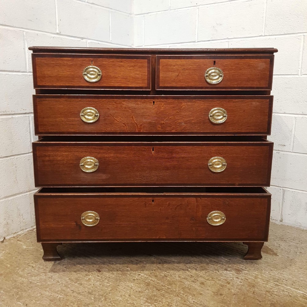 ANTIQUE 18TH CENTURY PERIOD OAK & MAHOGANY CHEST OF DRAWERS C1780 View V