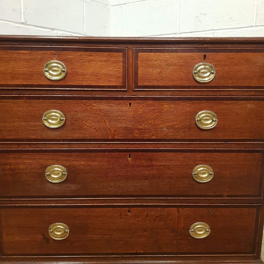ANTIQUE 18TH CENTURY PERIOD OAK & MAHOGANY CHEST OF DRAWERS C1780 View VI