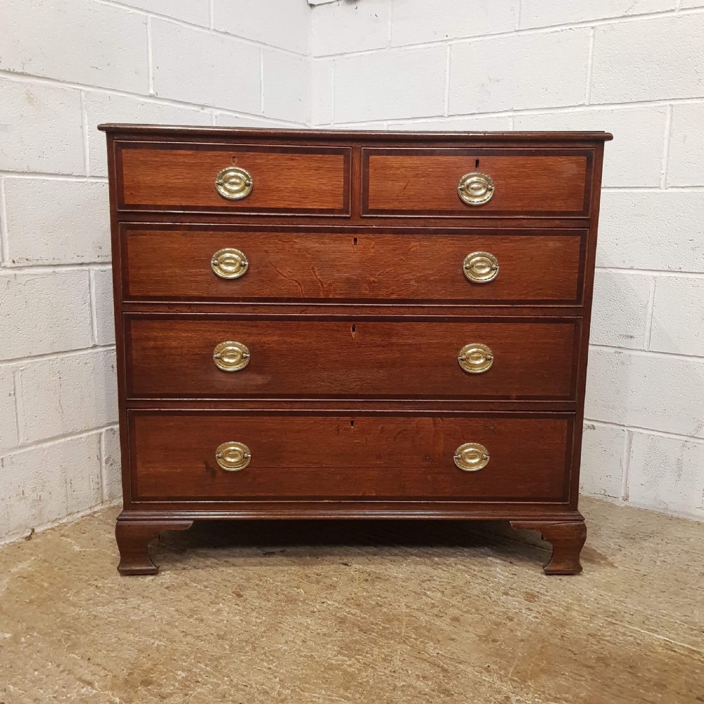 ANTIQUE 18TH CENTURY PERIOD OAK & MAHOGANY CHEST OF DRAWERS C1780 View VII