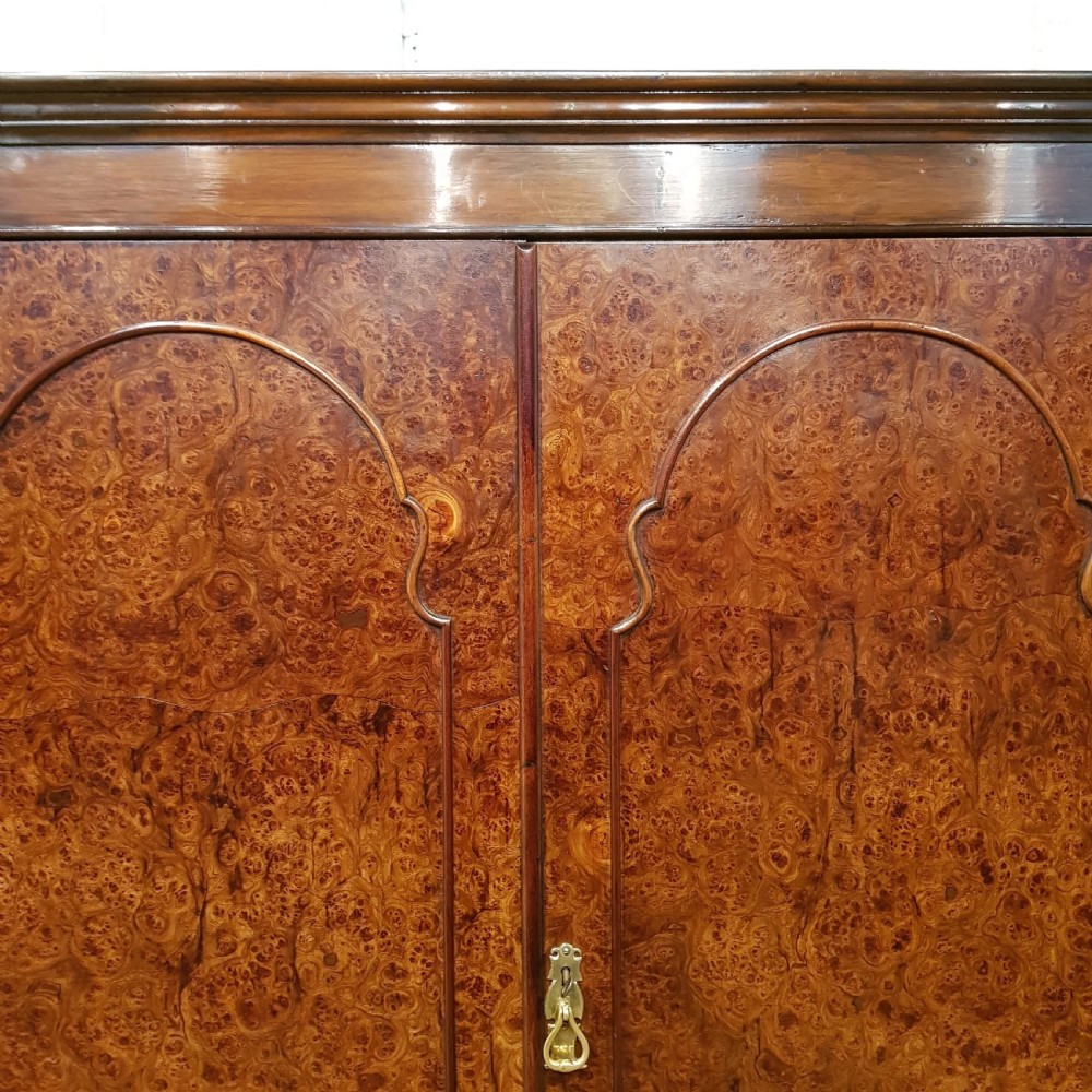 ANTIQUE BURR WALNUT SMALL DOUBLE WARDROBE C1920 View III