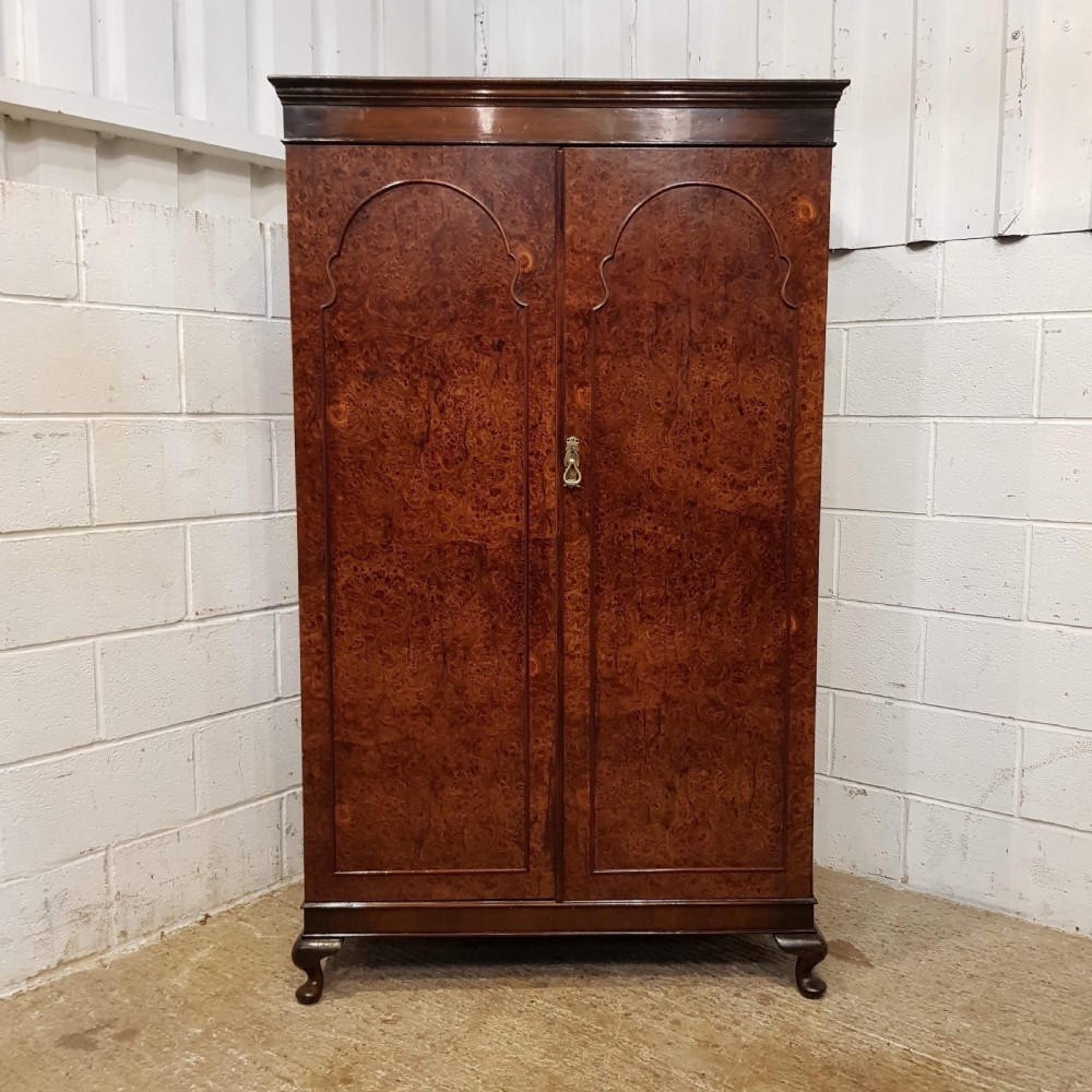 ANTIQUE BURR WALNUT SMALL DOUBLE WARDROBE C1920 View IV
