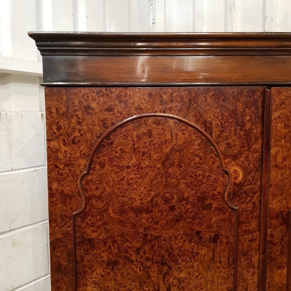 ANTIQUE BURR WALNUT SMALL DOUBLE WARDROBE C1920 View VI