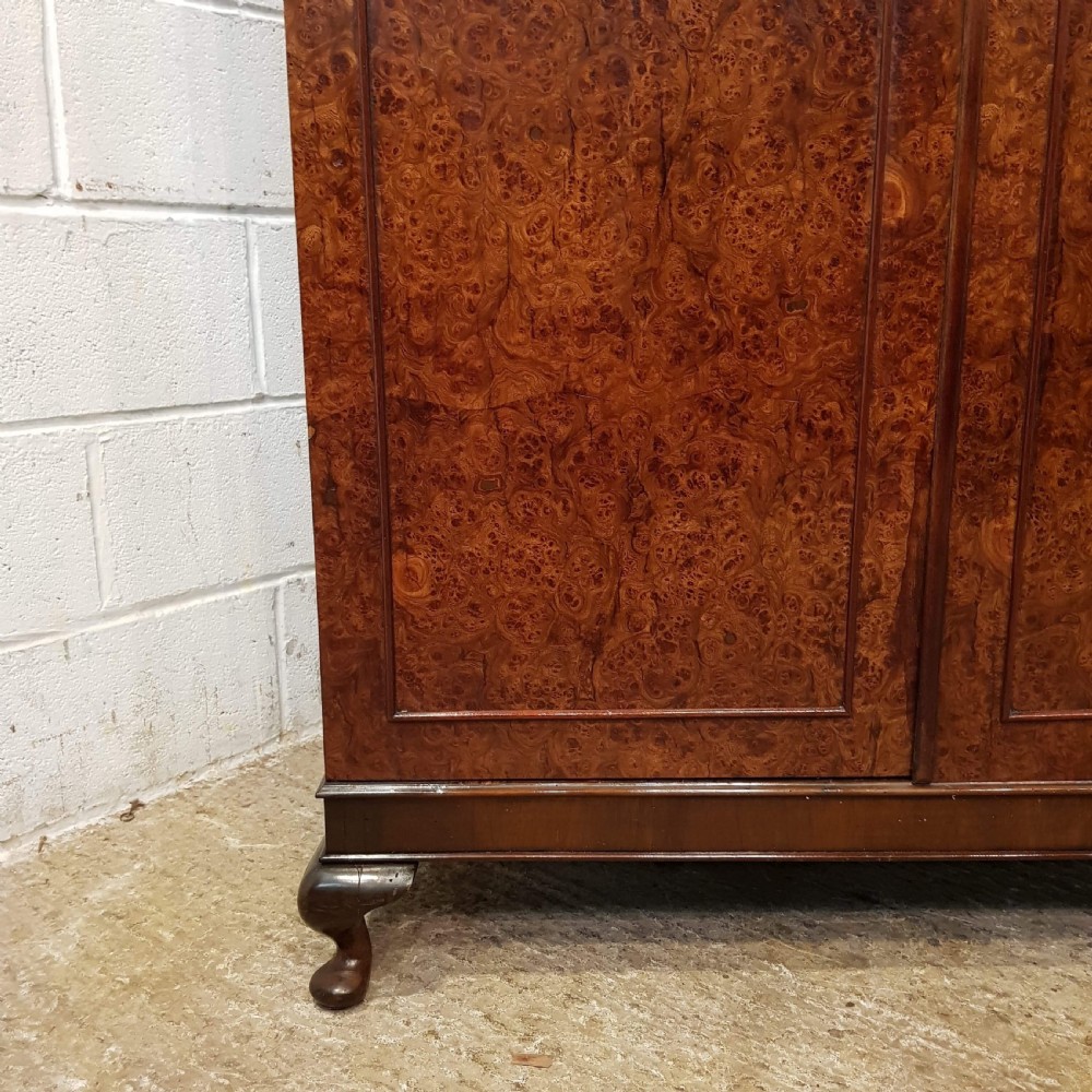ANTIQUE BURR WALNUT SMALL DOUBLE WARDROBE C1920 View VII