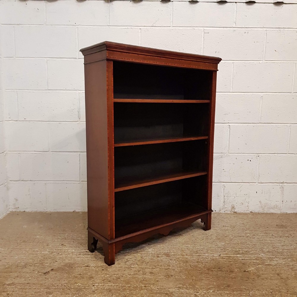 ANTIQUE EDWARDIAN MAHOGANY OPEN BOOKCASE C1900 View II