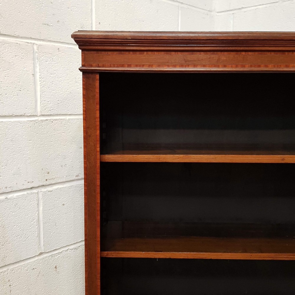 ANTIQUE EDWARDIAN MAHOGANY OPEN BOOKCASE C1900 View V