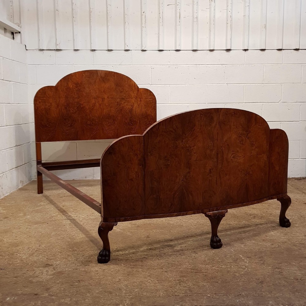 ANTIQUE BURR WALNUT DOUBLE BED C1920