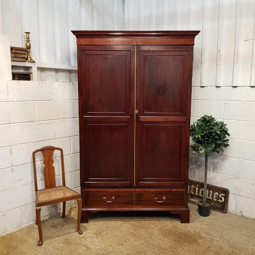 ANTIQUE REGENCY MAHOGANY DOUBLE WARDROBE C1820