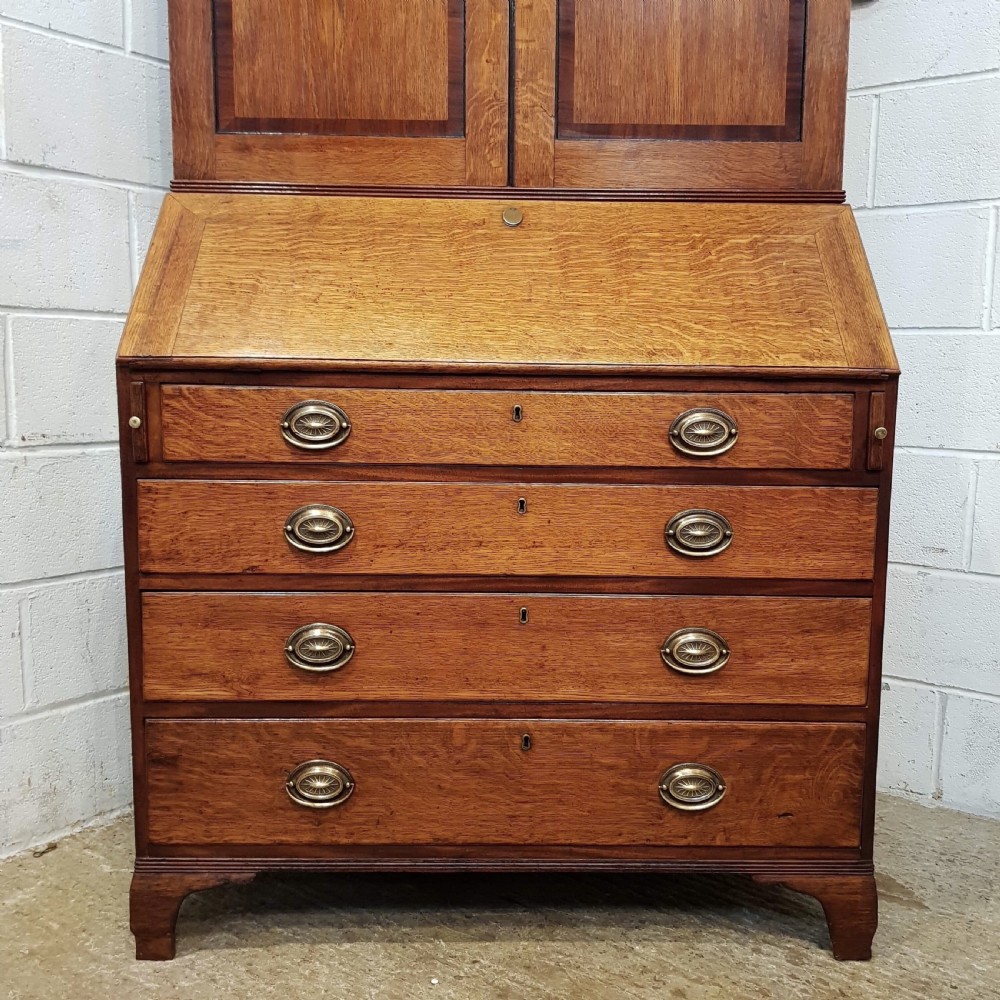 ANTIQUE 18TH CENTURY PERIOD OAK & MAHOGANY BUREAU BOOKCASE C1780 View VI