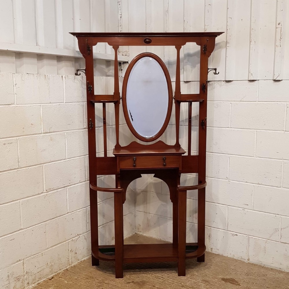 ANTIQUE EDWARDIAN MAHOGANY HALL STAND C1900 View V