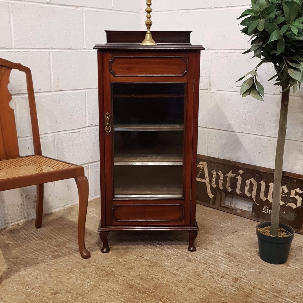 ANTIQUE EDWARDIAN MAHIGANY MUSIC CABINET C1900